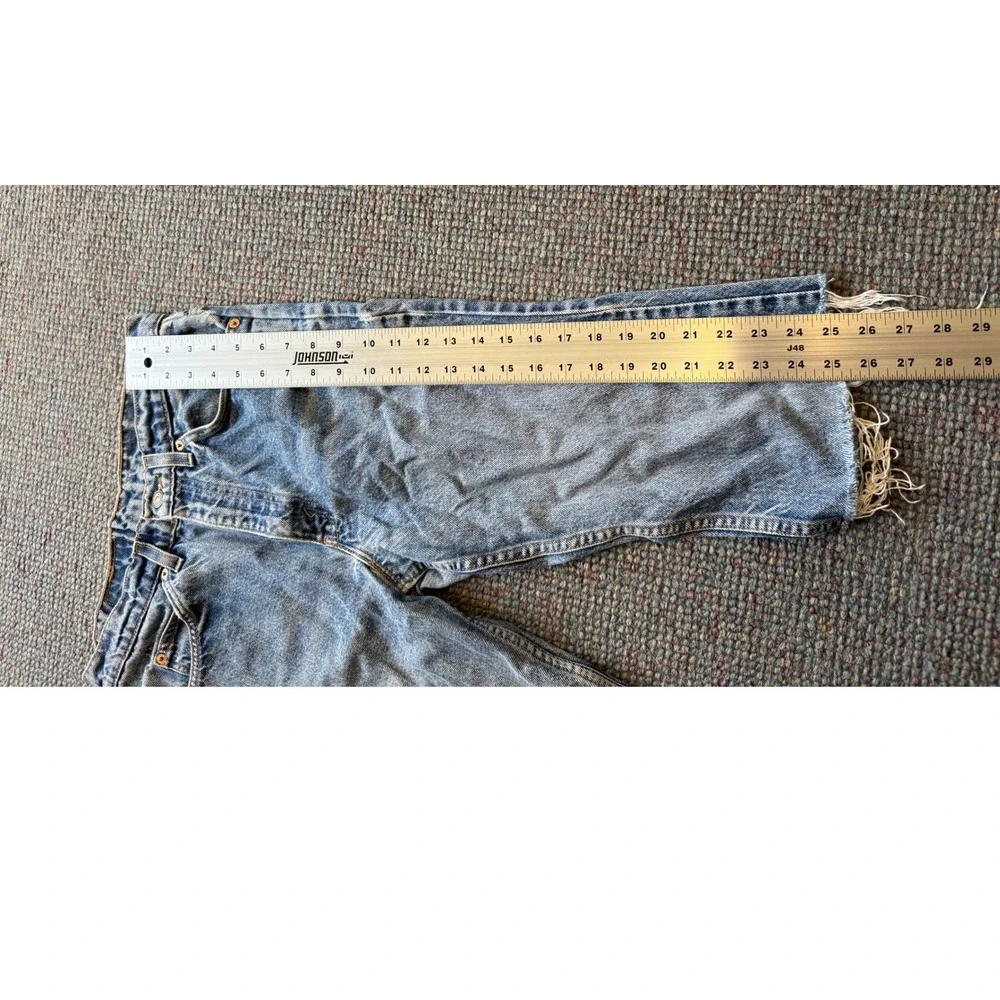 Vintage Levis 517 Orange Tab Denim Shorts Light Wash Raw Hem Cut Offs 30